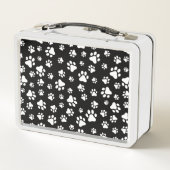 手のパターン、手のプリント、白黒 メタルランチボックス (裏面)