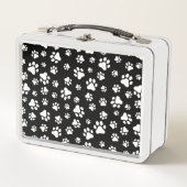 手のパターン、手のプリント、白黒 メタルランチボックス (正面)