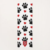 手のパターン，黒い手，赤いハート，モノグラム ヨガマット (裏面)