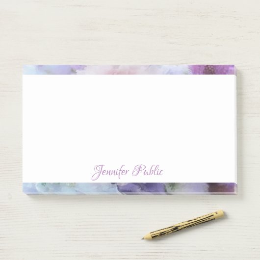 手のパーソナライズされたスクリプト文字水の色の花 ポストイット (デスク)