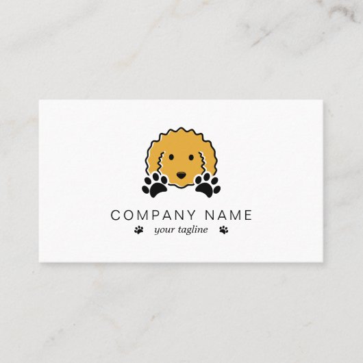 手のプリント付きカーリー黄色の犬 名刺 (正面)
