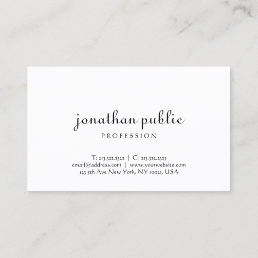 手のモダンスクリプトのミニマルテンプレートエレガント 名刺 (裏面)