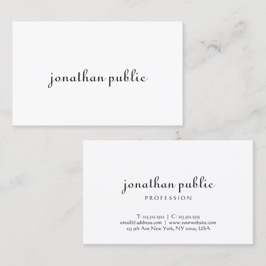 手のモダンスクリプトのミニマルテンプレートエレガント 名刺 (正面/裏面)