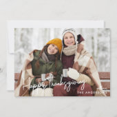 手のモダン台本ハッピー感謝祭の写真 シーズンカード (正面)