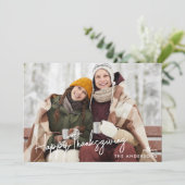 手のモダン台本ハッピー感謝祭の写真 シーズンカード (スタンド正面)