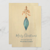 手のモダン水絵を描色のターコイズ シーズンカード (正面/裏面)