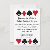 手のランキングのメモのトランプのポーカーのパーティの招待状 招待状 (正面)