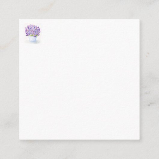 手のルーズ絵を描ウォーターの色ラベンダーありがとう エンクロージャーカード (裏面)