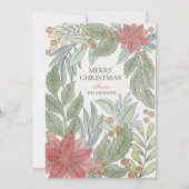 手のレタリングメリーと明るいおもしろいフォトホリデー シーズンカード (正面)