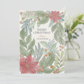 手のレタリングメリーと明るいおもしろいフォトホリデー シーズンカード (スタンド正面)