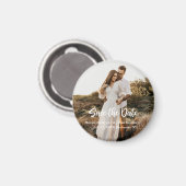 手のレタリング写真の日付を保存 マグネット (正面/裏面)