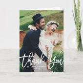 手のレタリング素朴写真の結婚サンキューカード サンキューカード (正面)