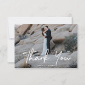 手のレタリング結婚のサンキューカード 招待状 (正面)