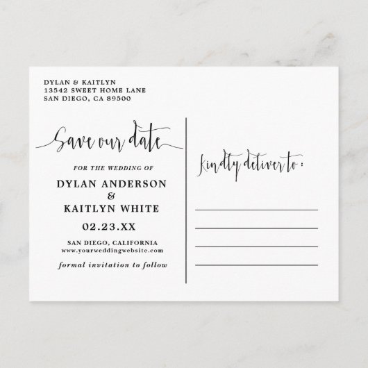 手のレタリング2枚の写真はがきを保存 案内ポストカード (裏面)