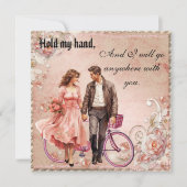 手のロマンチックなバレンタインデーのカップルの写真を保持 シーズンカード (正面)