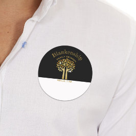 手の上のツリー葉懇親会ファミリのラベル名タグ ラウンドシール