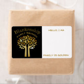 手の上のツリー葉懇親会ファミリのラベル名タグ ラベル (インサイチュ)