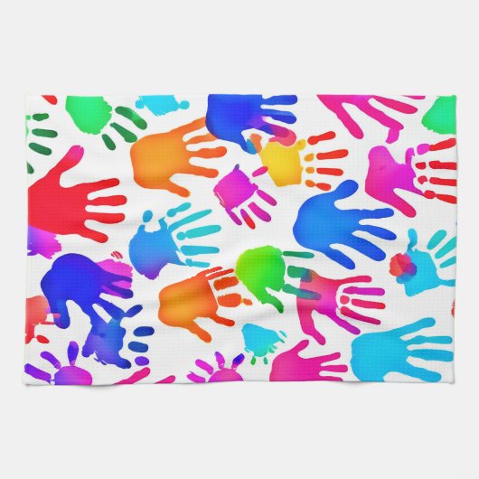 手の世界 キッチンタオル (横)