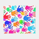 手の世界 フリースブランケット (正面(横))