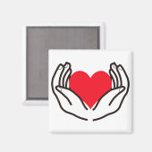 手の保持ハート マグネット (正面/裏面)