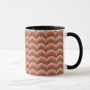 手の刺繍のマグ-朱色かbargello マグカップ