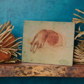 手の勉強(紙上の赤いチョーク) フォトプラーク (側面)