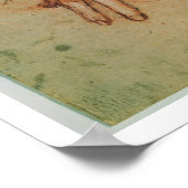 手の勉強(紙上の赤いチョーク) ポスター (角)