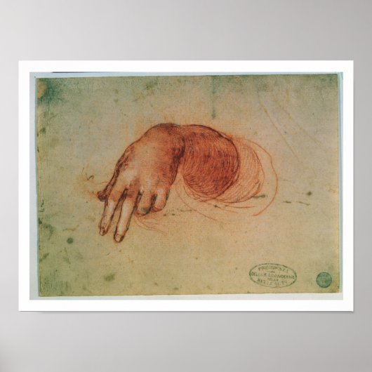 手の勉強(紙上の赤いチョーク) ポスター (正面)