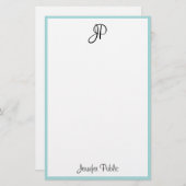 手の原稿のモノグラムの名前のシンプルでモダンなテンプレート 便箋 (正面/裏面)