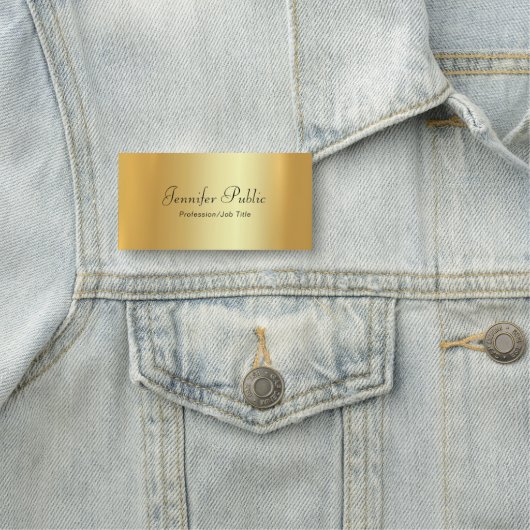 手の原稿の文字のモダンでエレガントな金ゴールドのテンプレート 名札 (インサイチュ)