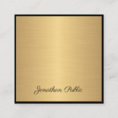 手の原稿の文字のモダンで魅力的な金ゴールドのエレガントな贅沢 スクエア名刺 (正面)
