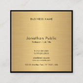 手の原稿の文字のモダンで魅力的な金ゴールドのエレガントな贅沢 スクエア名刺 (裏面)