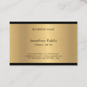 手の原稿の文字のモダンな魅力の金ゴールドのエレガントな上品 名刺 (裏面)