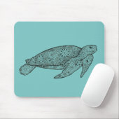 手の図解入りの、写真付きのでアートな花のウミガメ マウスパッド (マウス)