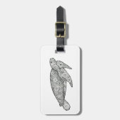 手の図解入りの、写真付きのでアートな花のウミガメ ラゲッジタグ (正面縦)