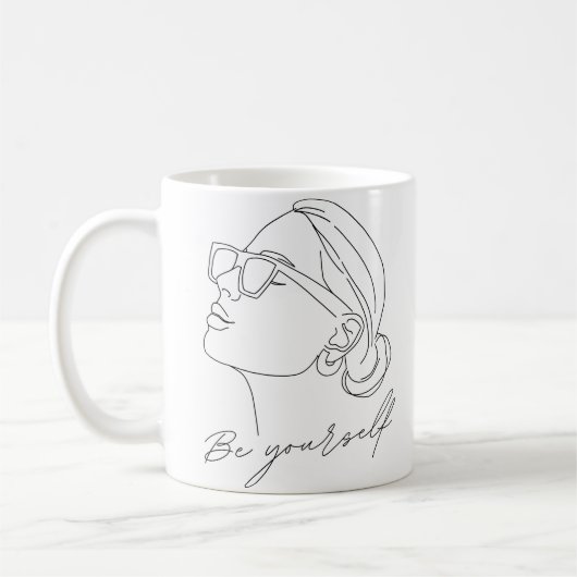 手の女絵画の子は自分の引用文 コーヒーマグカップ (左)