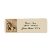 手の差出人住所ラベルを祈ること ラベル (正面)