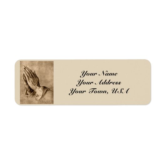 手の差出人住所ラベルを祈ること ラベル (正面)