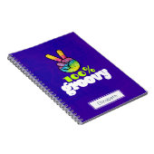 手の平和サイン付き100%グルーヴィユニーク虹 ノートブック (右側)