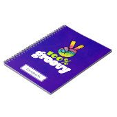 手の平和サイン付き100%グルーヴィユニーク虹 ノートブック (左側)