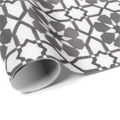 手の幾何学的絵を描白黒モロッコ民族 ラッピングペーパー (ロールコーナー)