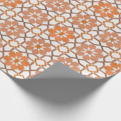 手の幾何絵を描オレンジのモロッコ民族 ラッピングペーパー (角)