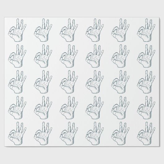 手の引くことのスケッチのヴィンテージのokay手の印 ラッピングペーパー (フラット)