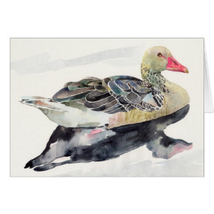 手の引くことの水彩画の鳥、アヒル