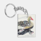 手の引くことの水彩画の鳥、アヒル キーホルダー (正面左)