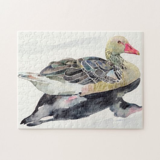 手の引くことの水彩画の鳥、アヒル ジグソーパズル (横)