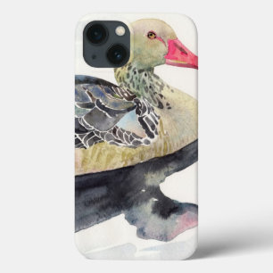 手の引くことの水彩画の鳥、アヒル iPhone 13ケース