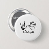 手の形 – スケルトンハート手 缶バッジ (正面&裏面)