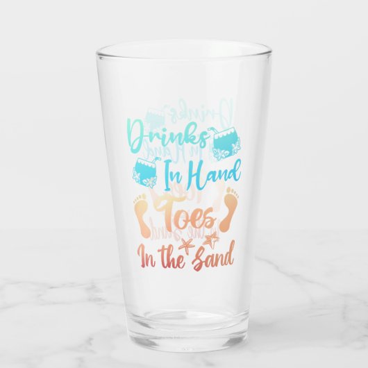 手の指で飲む砂の中のビーチことわざ タンブラーグラス (裏面)