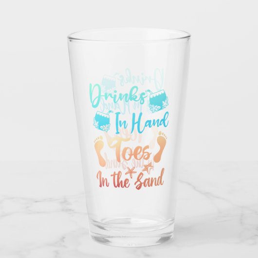 手の指で飲む砂の中のビーチことわざ タンブラーグラス (正面)